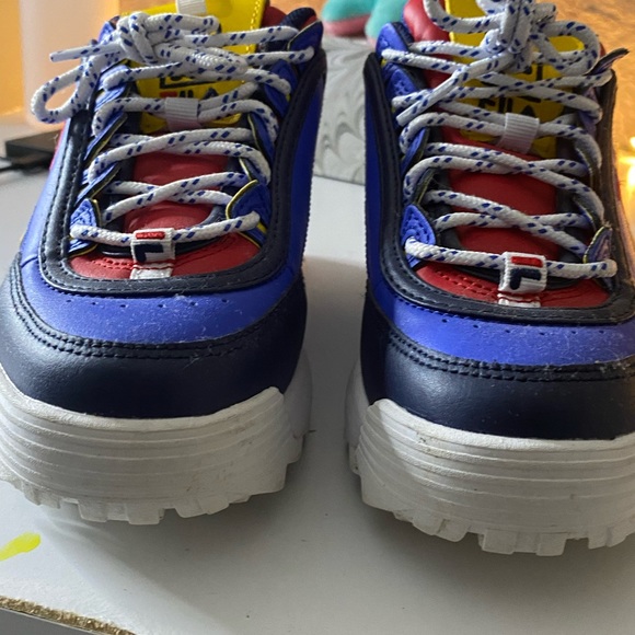 Women FILA Disruptor Shoes Size 7.5 Red Yellow
White Blue - Picture 8 of 9